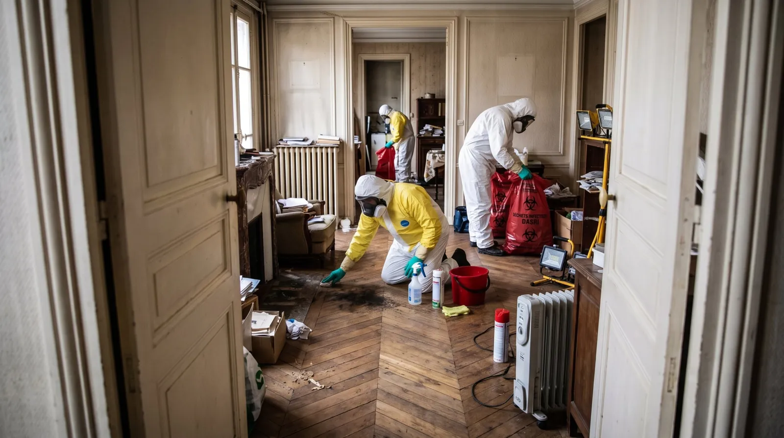 Retrait des éléments souillés dans un logement