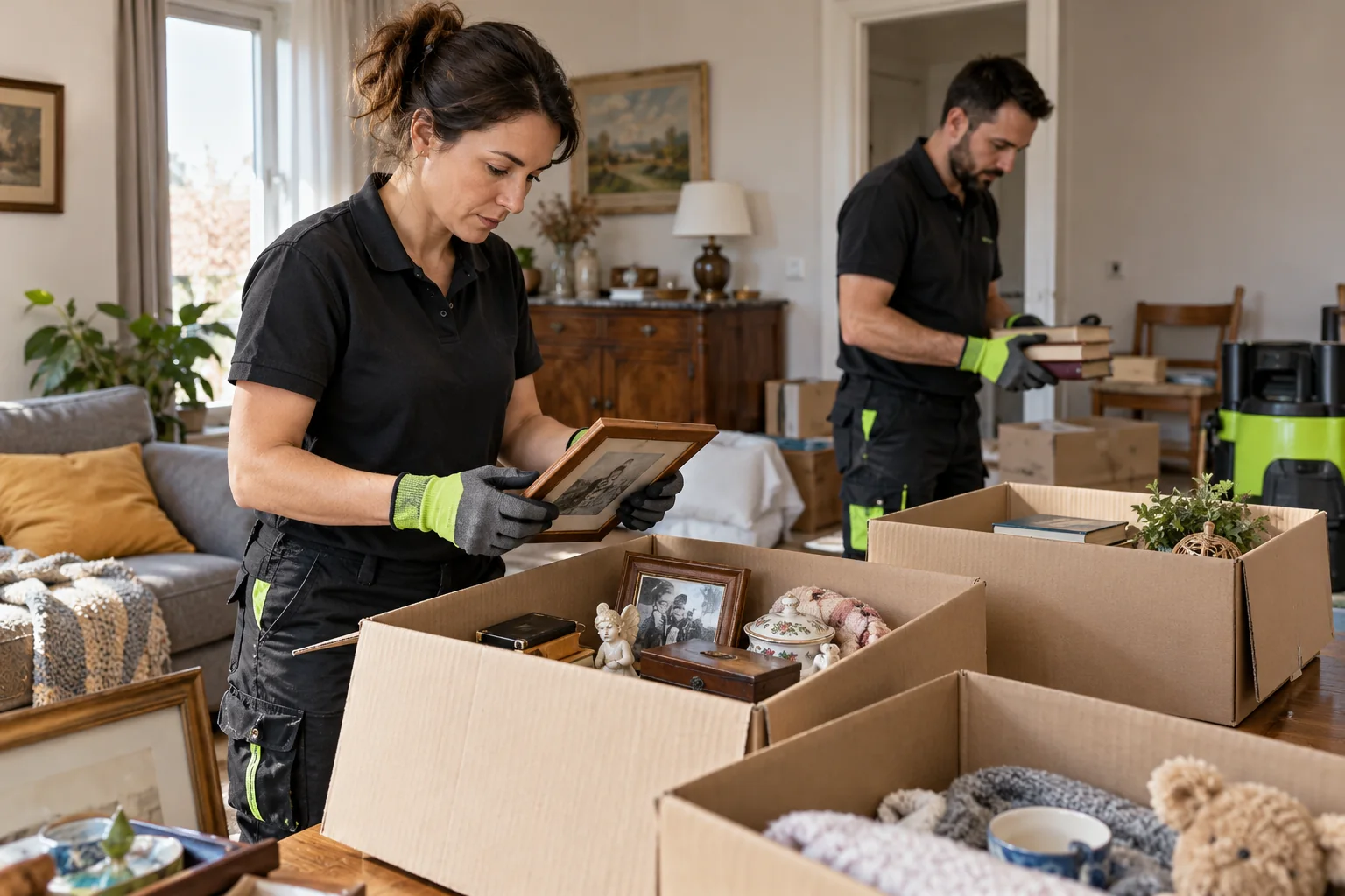 Tri des objets avant le débarras d’un logement encombré